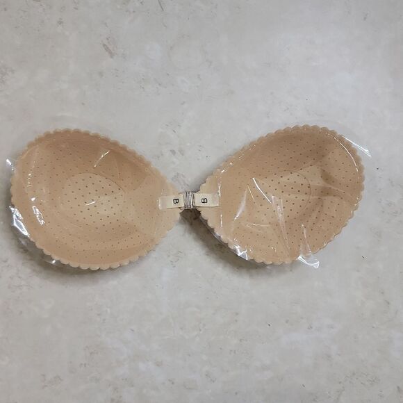 Self Adhesive Bra B Cup Backless Seashell Scallop Nude - Picture 2 of 9